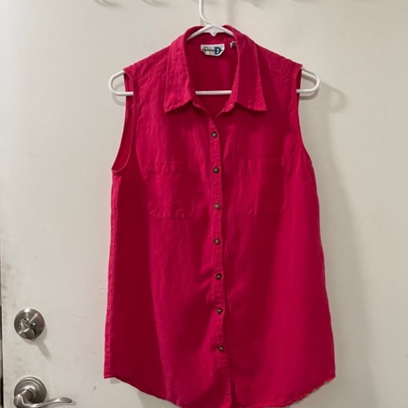 Paul Harris Design Pink Linen Tencel Blend Barbie Core Sleeveless Top Size Med - Picture 5 of 12